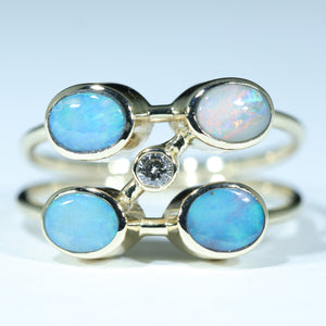 Natural Australian Boulder Opal Gold and Diamond Dress Ring