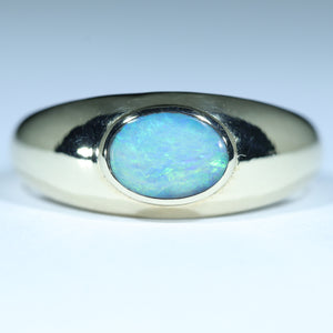 Natural Australian Boulder Opal Gold Men's Ring