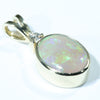 Coober Pedy Solid Opal and Diamond Gold Pendant (10.5 mm x 8mm) Code - AA219