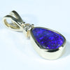 Natural Australian Boulder Opal and Diamond Gold Pendant (9mm x 6.5mm) Code - AA243