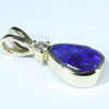 Natural Australian Boulder Opal and Diamond Gold Pendant (9mm x 6.5mm) Code - AA243