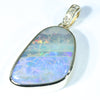 10k Gold - Solid Queensland Boulder Opal - Natural Diamonds