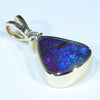 Natural Australian Boulder Opal and Diamond Gold Pendant (11mm x 10mm) Code - AA229