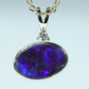 Natural Australian Boulder Opal Gold and Diamond Pendant