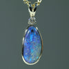 Natural Australian Boulder Opal Gold and Diamond Pendant