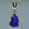 Natural Australian Boulder Opal Gold and Diamond Pendant