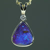 Natural Australian Boulder Opal Gold and Diamond Pendant