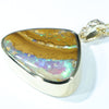 Natural Australian Boulder Opal and Diamond Gold Pendant (18mm x 25mm) Code - AA214