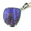 Natural Australian Boulder Opal and Diamond Gold Pendant (16mm x 21mm) Code - AA199