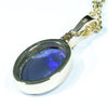 Lightning Ridge Solid Black Opal and Diamond 18k Gold Pendant (16mm x 12mm) Code - AA207