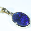 Lightning Ridge Solid Black Opal and Diamond 18k Gold Pendant (16mm x 12mm) Code - AA207