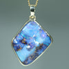 Natural Australian Boulder Opal Gold Pendant 