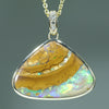 Natural Australian Boulder Opal Gold and Diamond Pendant