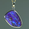 Natural Australian Boulder Opal Gold and Diamond Pendant