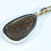 Natural Solid Australian Boulder Opal and Diamond Gold Pendant (19.5mm x 12mm) Code - AA203