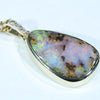 Natural Solid Australian Boulder Opal and Diamond Gold Pendant (19.5mm x 12mm) Code - AA203