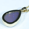 Lightning Ridge Solid Dark Opal and Diamond Gold Pendant (18mm x 13mm) Code - AA228