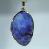 Large Natural Australian Boulder Opal Gold Pendant