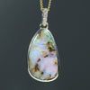Natural Australian Boulder Opal Gold and Diamond Pendant
