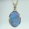 Natural Solid Australian Boulder Opal and Diamond Gold Pendant (15.5mm x 11mm) Code - AA209