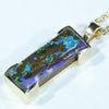 Natural Solid Australian Boulder Opal Gold Pendant (21mm x 8mm) Code - AA217