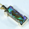 Natural Solid Australian Boulder Opal Gold Pendant (21mm x 8mm) Code - AA217