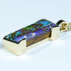 Natural Solid Australian Boulder Opal Gold Pendant (21mm x 8mm) Code - AA217