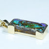 Natural Solid Australian Boulder Opal Gold Pendant (21mm x 8mm) Code - AA217