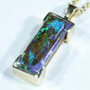 Natural Solid Australian Boulder Opal Gold Pendant (21mm x 8mm) Code - AA217