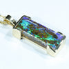 Natural Solid Australian Boulder Opal Gold Pendant (21mm x 8mm) Code - AA217