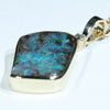 Natural Solid Australian Boulder Opal and Diamond Gold Pendant (22mm x 14mm) Code - AA198