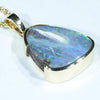 Natural Solid Australian Boulder Opal Gold Pendant (17mm x 14mm) Code - AA218