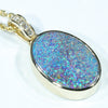 Natural Solid Australian Boulder Opal and Diamond Gold Pendant (15.5mm x 11mm) Code - AA209