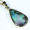 Natural Solid Australian Boulder Opal Gold Pendant (18mm x 11mm) Code - AA202