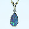 Natural Australian Boulder Opal and Diamond Gold Pendant (11mm x 6.5mm) Code - AA237
