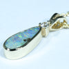 Natural Australian Boulder Opal and Diamond Gold Pendant (12mm x 6mm) Code - AA220