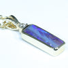 Natural Australian Boulder Opal and Diamond Gold Pendant (14.5mm x 5.5mm) Code - AA236