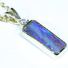 Natural Australian Boulder Opal and Diamond Gold Pendant (14.5mm x 5.5mm) Code - AA236