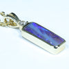 Natural Australian Boulder Opal and Diamond Gold Pendant (14.5mm x 5.5mm) Code - AA236