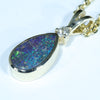 Natural Australian Boulder Opal and Diamond Gold Pendant (11mm x 6.5mm) Code - AA237