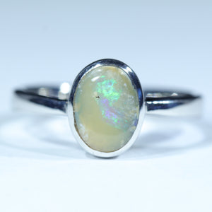 Natural Australian Boulder Opal Silver Ring