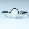 Natural Australian White Opal Silver Ring