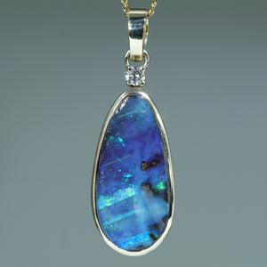 Natural Australian Boulder Opal Gold Pendant