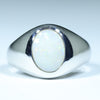 Natural Australian White Opal Silver Men's Ring