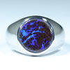 Natural Australian Boulder Matrix Opal Silver Men's Ring