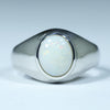 Natural Australian White Opal Silver Men's Ring