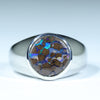 Natural Australian Solid Boulder Opal Matrix Ring