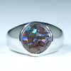 Natural Australian Boulder Opal Matrix Silver Men's Ring