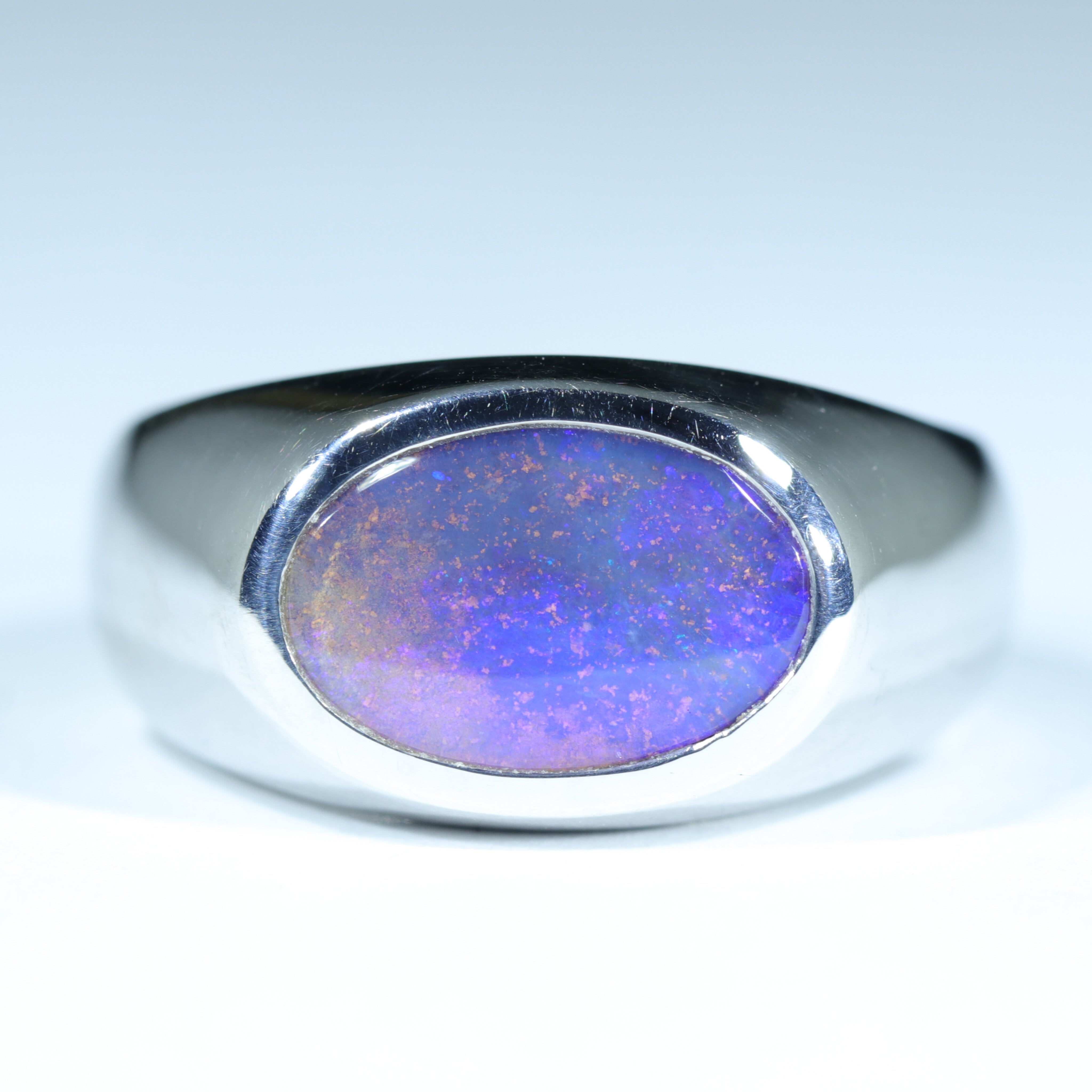 Natural Boulder Opal Mens Silver Ring -Size 11 Code - MM34