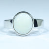Natural Australian White Opal Silver Ring